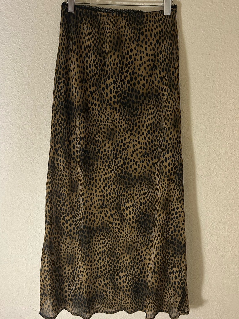 Midi Slip Skirt in Brown Leopard Print